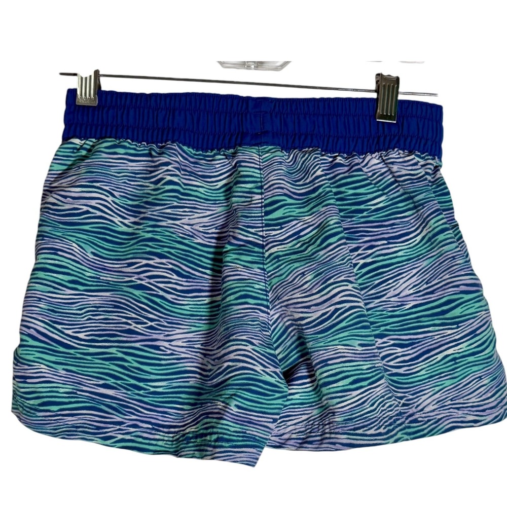Patagonia Girl's Costa Rica Baggies Swim Shorts Zebra Stripes Blue Large - Picture 2 of 3